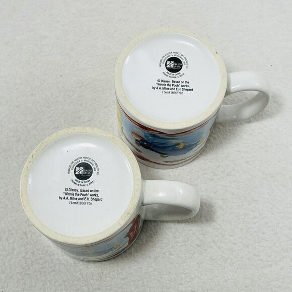 Houston Harvest Disney Winnie Pooh Friends Mug Set 2 Eeyore Tigger Winter Snow - Picture 8 of 10
